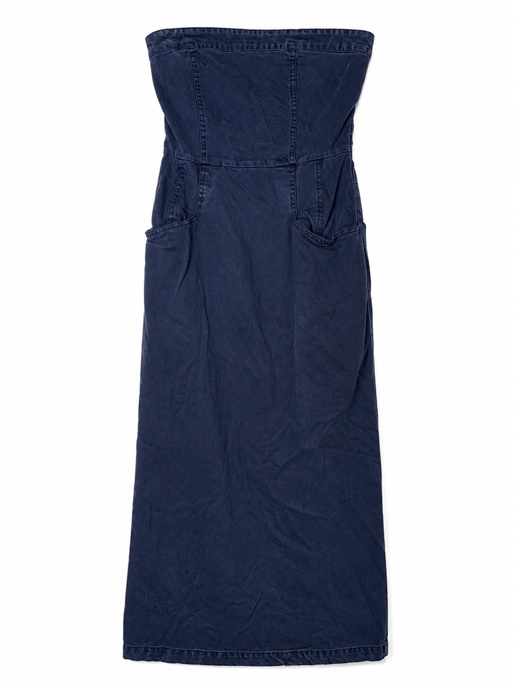 YFB Strapless Denim Maxi Dress Coastal Cowgirl Utility Minimalist Boho-Small